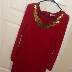 Red long sleeve dress
